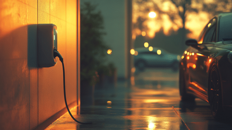 câble de voiture électrique branché à une borne